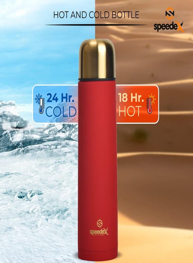 سبيديكس ترمس سبيدكس - 750 مل، معزول بتفريغ الهواء، مصنوع من الفولاذ المقاوم للصدأ، مناسب للأطفال والرجال والنساء - ترمس مثالي للمدرسة والمكتب والسفر، لحفظ المشروبات الساخنة والباردة - لون أحمر - Image 3